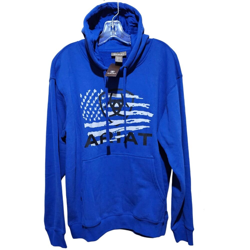 NWT Mens Medium Ariat Breakthru Hoodie Blue With Kangaroo Pocket